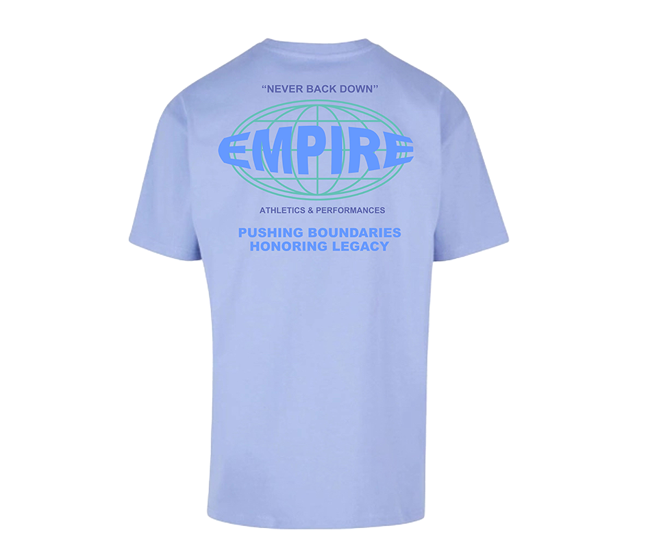 Empire "NEVER BACK DOWN" oversized T-shirt (Viola Blue)