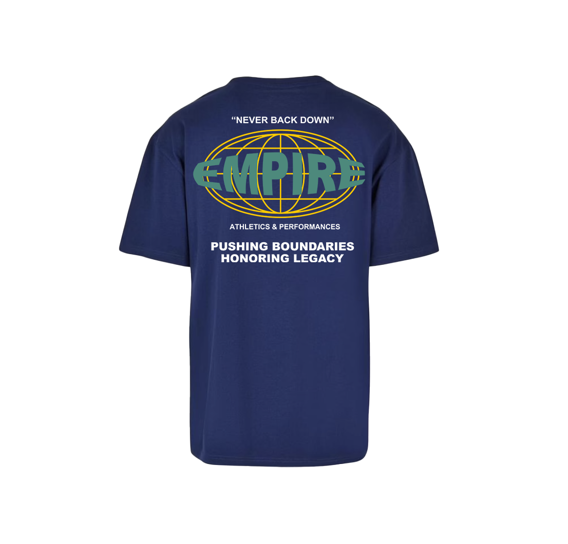 Empire "NEVER BACK DOWN" oversized T-shirt (Dark-Blue)