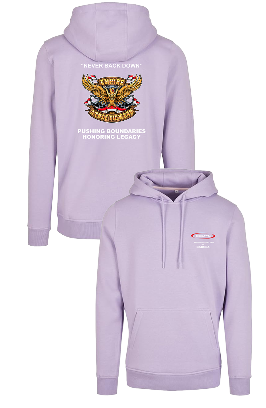 Lila hoodie ESU-G 'NEVER BACK DOWN'