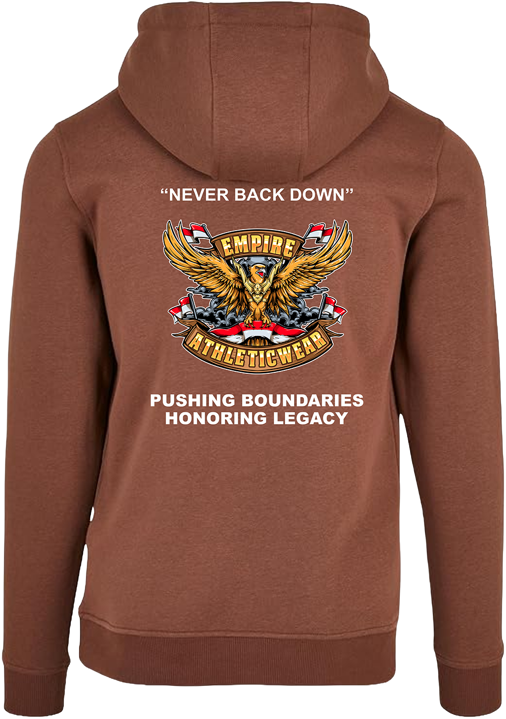 Brown hoodie ESU-G 'NEVER BACK DOWN'