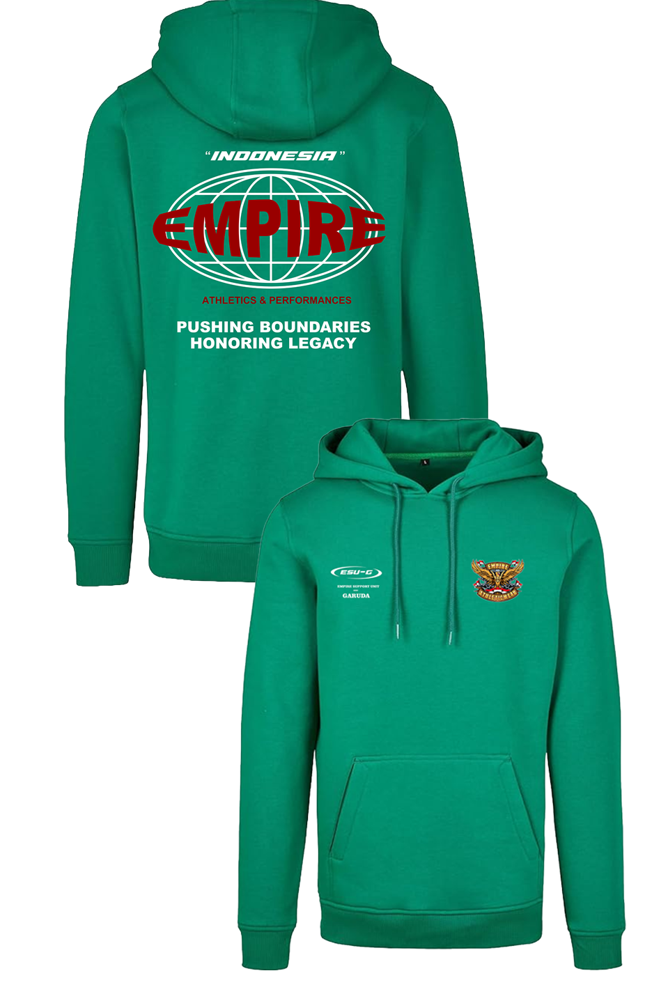 Green hoodie ESU-G 'NEVER BACK DOWN'
