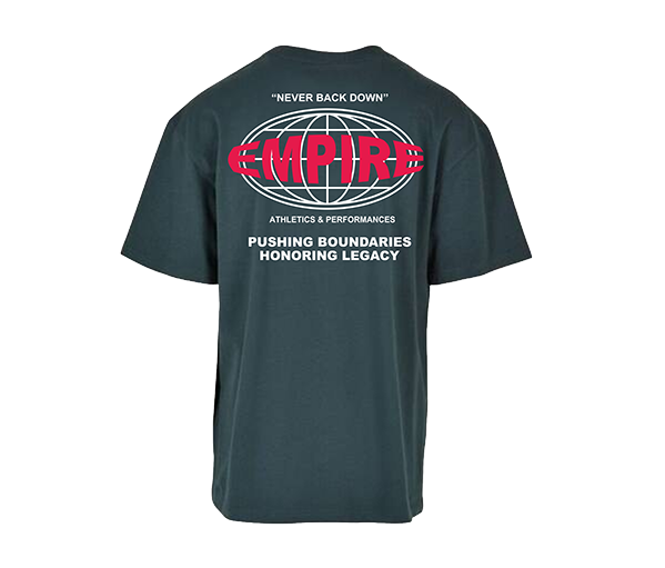 Empire “NEVER BACK DOWN” oversized T-shirt (Bottle Green)