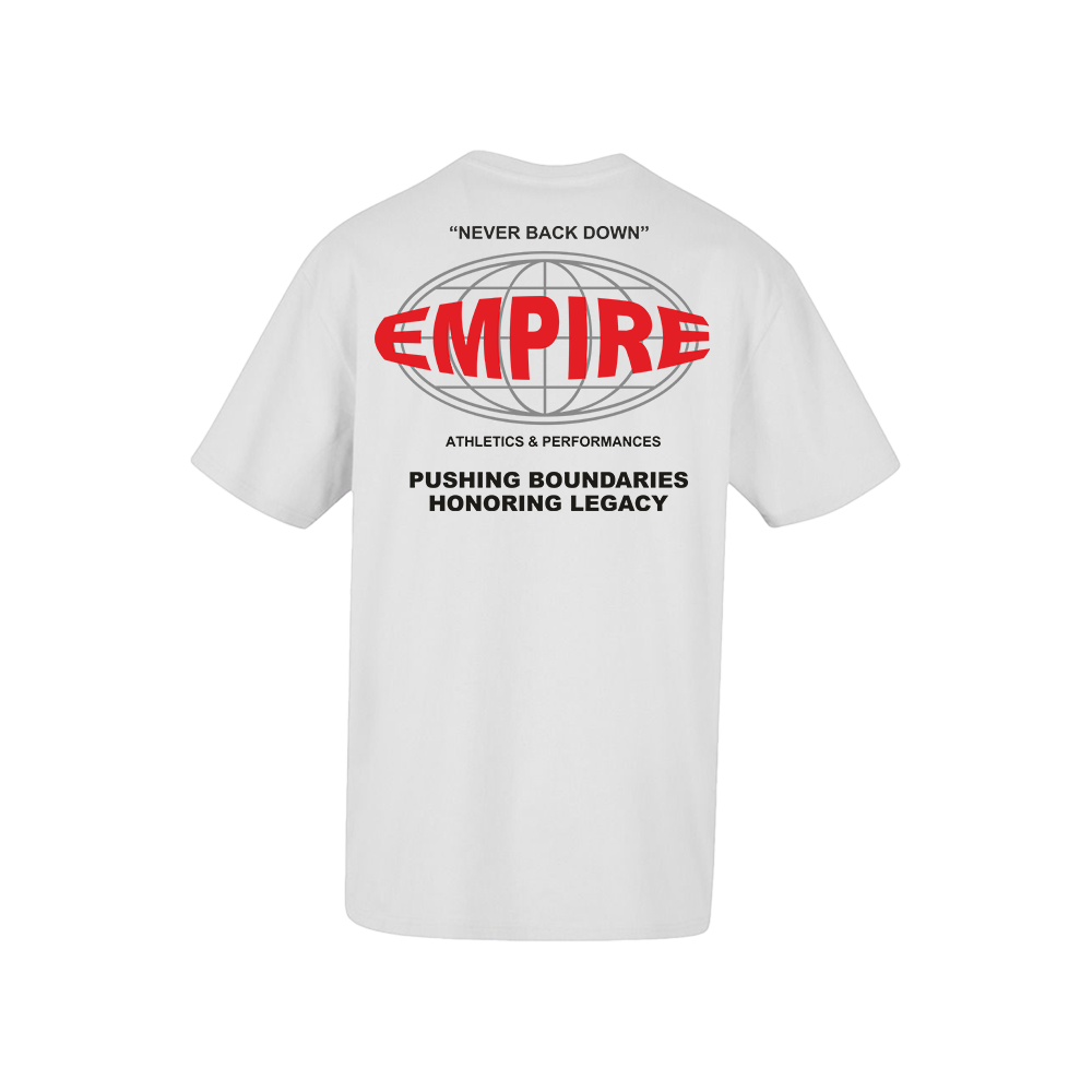 Empire "NEVER BACK DOWN" oversized T-shirt (White)