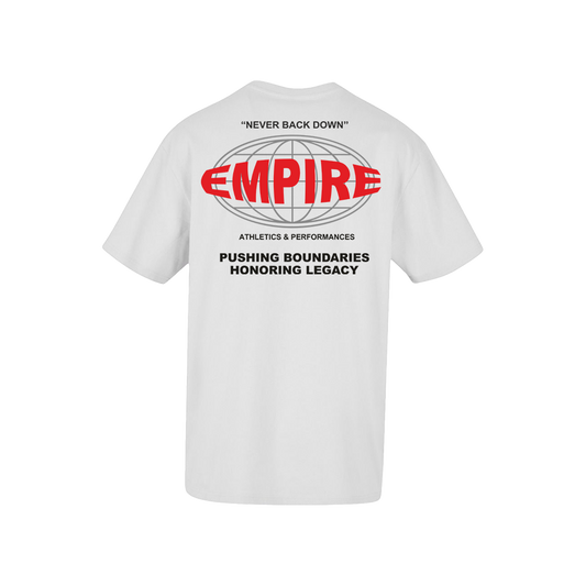 Empire "NEVER BACK DOWN" oversized T-shirt (White)